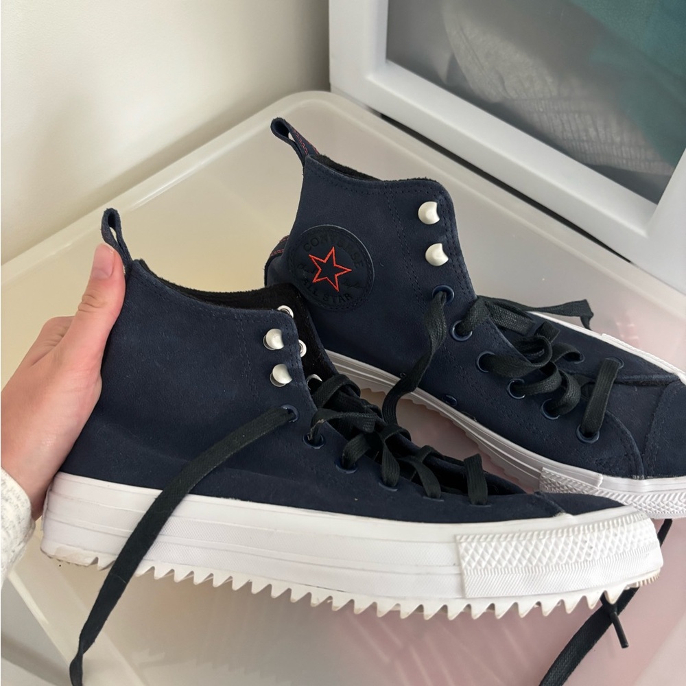 Navy blue suede converse